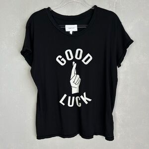 Current Elliot size 2 Medium The Relaxed Tee black good luck graphic distressed